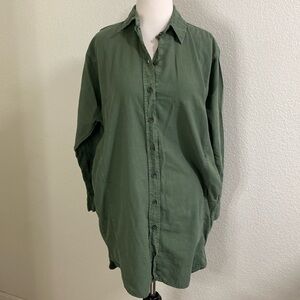 Universal Threads Green Long Sleeve Shirt Dress Pockets‎